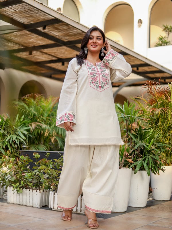 NSR 898 Off White Khadi Cotto Salwar Suit with Embroidery Work & Lace Work. Available at ₹1749 only. Delivery 4-6 Working Days. Shop now. | Jump Suits, Straight Suits, Casual Suits, Creative suits, Designer Suits, Palazzo Suits, Party Wear Suits, Patiala Suits, Salwar suit