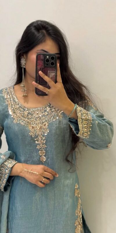 WW 1258 Sky Blue in Pure Zimmy Chu Silk Embroidery Work & Sequins Work Salwar Suit . Affordable Price ₹2099. Delivery 4-6 Working Days. Shop now. | Jump Suits, Straight Suits, Casual Suits, Creative suits, Designer Suits, Palazzo Suits, Party Wear Suits, Patiala Suits, Salwar suit