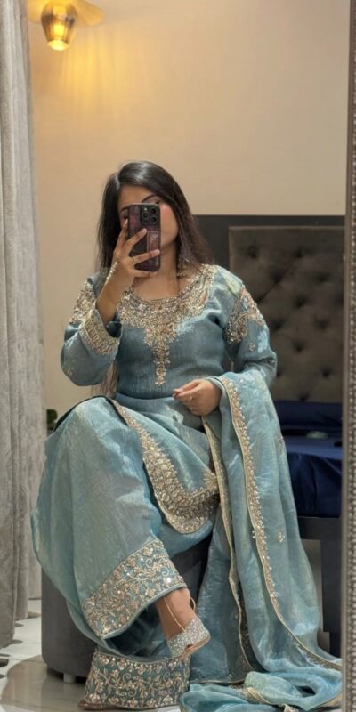 WW 1258 Sky Blue in Pure Zimmy Chu Silk Embroidery Work & Sequins Work Salwar Suit . Affordable Price ₹2099. Delivery 4-6 Working Days. Shop now. | Jump Suits, Straight Suits, Casual Suits, Creative suits, Designer Suits, Palazzo Suits, Party Wear Suits, Patiala Suits, Salwar suit
