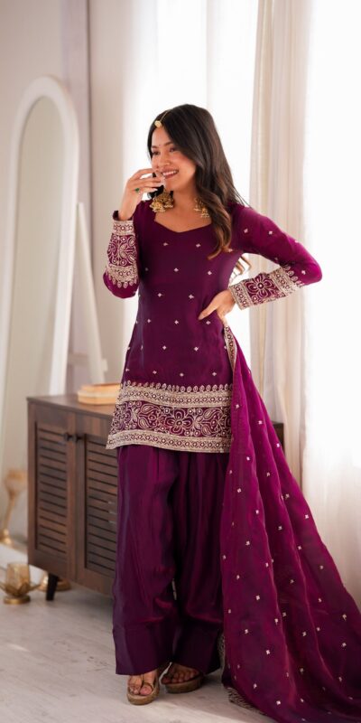 KB 310 Wine in Wine Fendy Silk Embroidery Work & Sequins Work Salwar Suit . Now at just ₹2049. Delivery 4-6 Working Days. Shop now. | Jump Suits, Straight Suits, Casual Suits, Creative suits, Designer Suits, Palazzo Suits, Party Wear Suits, Patiala Suits, Salwar suit