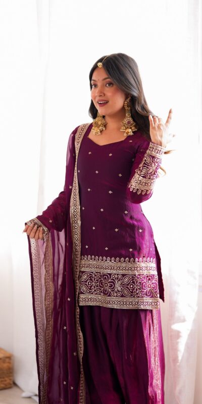 KB 310 Wine in Wine Fendy Silk Embroidery Work & Sequins Work Salwar Suit . Now at just ₹2049. Delivery 4-6 Working Days. Shop now. | Jump Suits, Straight Suits, Casual Suits, Creative suits, Designer Suits, Palazzo Suits, Party Wear Suits, Patiala Suits, Salwar suit