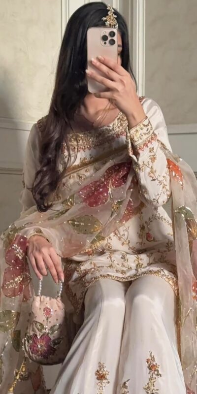 Embroidery Work & Sequins Work Salwar Suit WW 1215 Off White in Off White Cinon Silk. Now at just ₹2149. Delivery 4-6 Working Days. Shop now. | Jump Suits, Straight Suits, Casual Suits, Creative suits, Designer Suits, Palazzo Suits, Party Wear Suits, Patiala Suits, Salwar suit