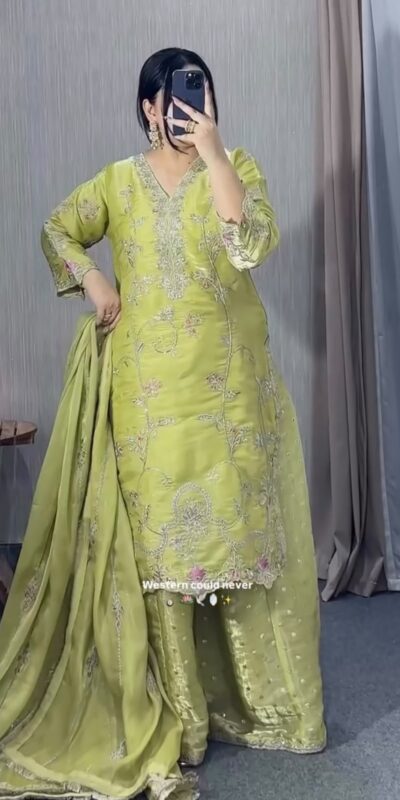 VLM 342 Pista Color Zimmy Silk Salwar Suit with Embroidery Work. Affordable Price ₹2149. Delivery 4-6 Working Days. Shop now. | Jump Suits, Straight Suits, Casual Suits, Creative suits, Designer Suits, Palazzo Suits, Party Wear Suits, Patiala Suits, Salwar suit