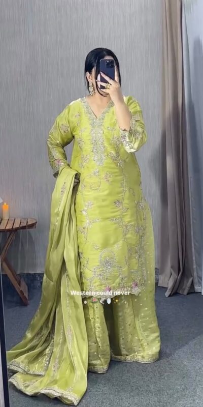 VLM 342 Pista Color Zimmy Silk Salwar Suit with Embroidery Work. Affordable Price ₹2149. Delivery 4-6 Working Days. Shop now. | Jump Suits, Straight Suits, Casual Suits, Creative suits, Designer Suits, Palazzo Suits, Party Wear Suits, Patiala Suits, Salwar suit