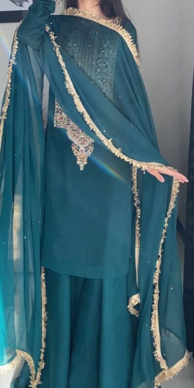 ZC 8021 Teal Fox Georgette Salwar Suit with Embroidery Work & Sequins Work. Exclusive Offer ₹2099. Delivery 4-6 Working Days. Shop now. | Jump Suits, Straight Suits, Casual Suits, Creative suits, Designer Suits, Palazzo Suits, Party Wear Suits, Patiala Suits, Salwar suit