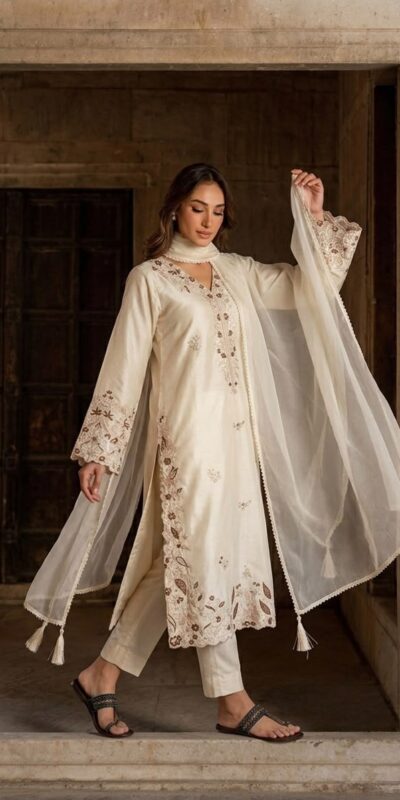 AD 237 Cream Color Roman Silk Salwar Suit with Embroidery Work. Available at ₹2149 only. Delivery 4-6 Working Days. Shop now. | Jump Suits, Straight Suits, Casual Suits, Creative suits, Designer Suits, Palazzo Suits, Party Wear Suits, Patiala Suits, Salwar suit