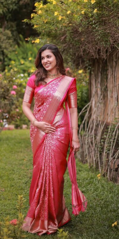 KPR 234 Gajri Soft Lichi Silk Saree with Lace Work & Lace Border. Introductory Price ₹1349. Delivery 4-6 Working Days. Shop now. | Bollywood Sarees, Creative Sarees, Designer Sarees, Embroidered Sarees, Ethnic Saree, Modern Digital sarees, Party Wear Sarees, Sarees