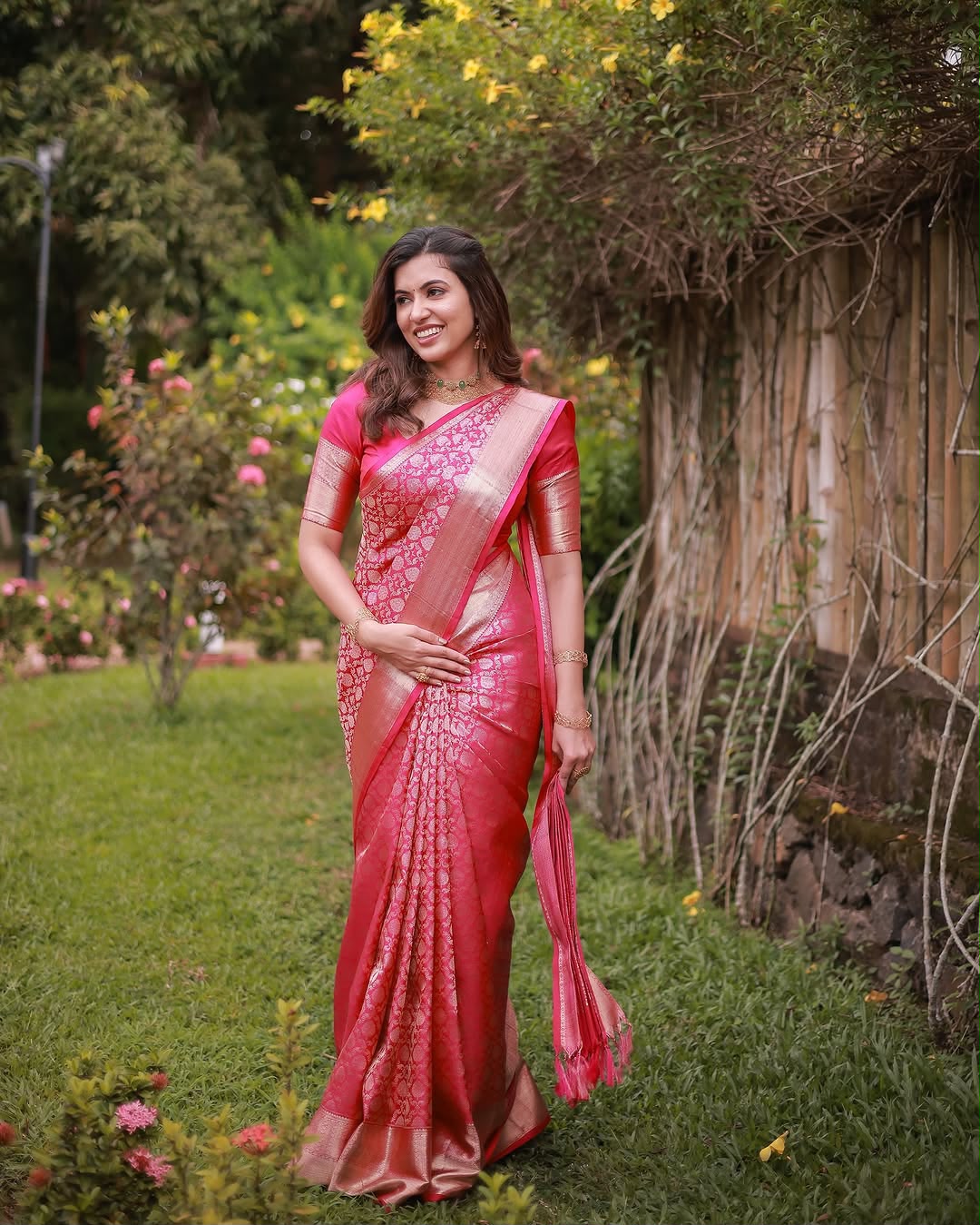 KPR 234 Gajri Soft Lichi Silk Saree with Lace Work & Lace Border. Introductory Price ₹1349. Delivery 4-6 Working Days. Shop now. | Bollywood Sarees, Creative Sarees, Designer Sarees, Embroidered Sarees, Ethnic Saree, Modern Digital sarees, Party Wear Sarees, Sarees