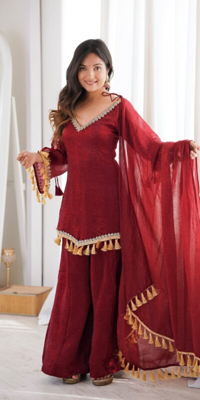 SRK 5357 Maroon Doremon Crush Salwar Suit Perfect for Wedding, Party, Traditional Day, Baisakhi, Karwa Chauth – . Exclusive Offer ₹2099. Delive | Jump Suits, Straight Suits, Casual Suits, Creative suits, Designer Suits, Palazzo Suits, Party Wear Suits, Patiala Suits, Salwar suit