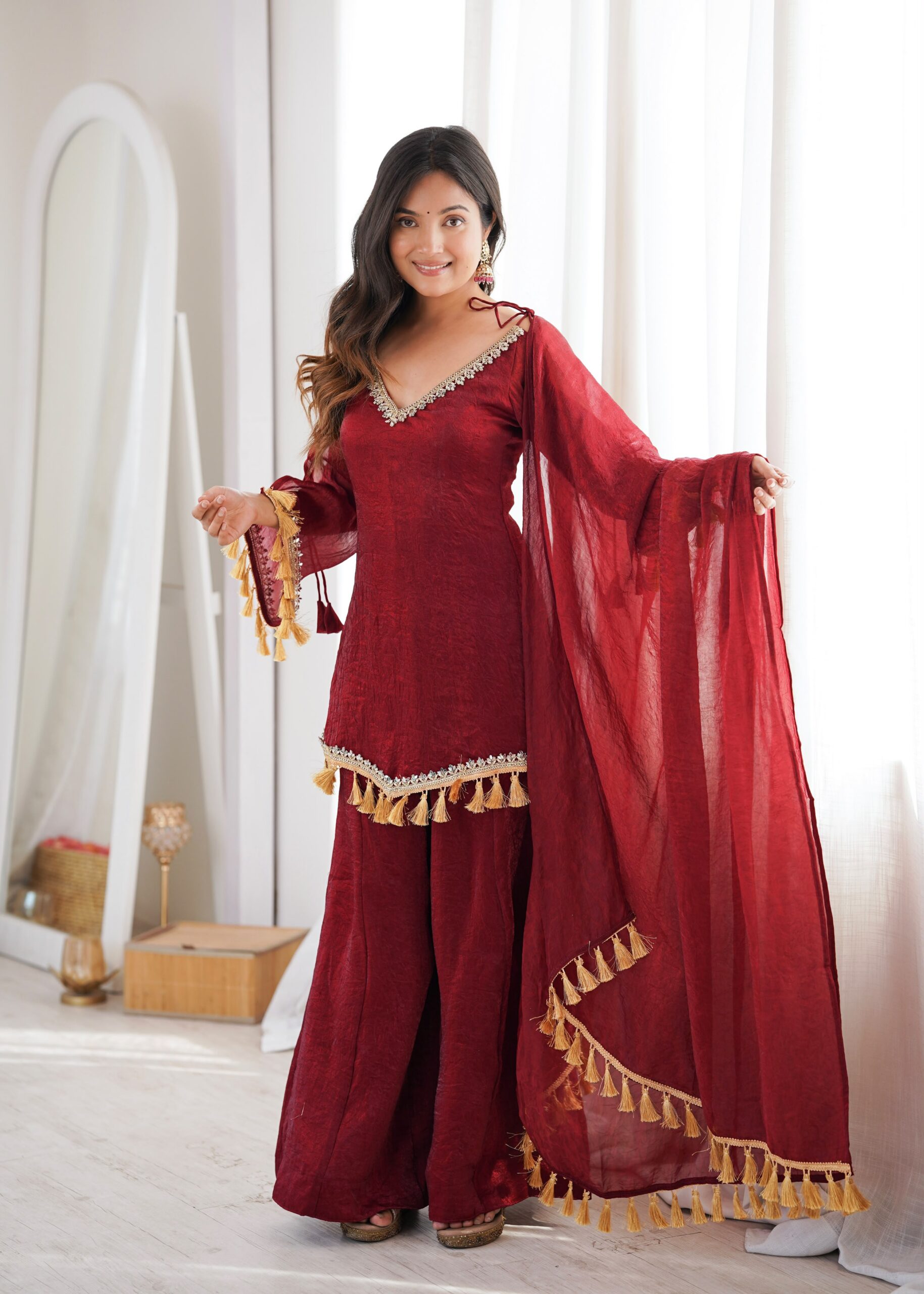 SRK 5357 Maroon Doremon Crush Salwar Suit Perfect for Wedding, Party, Traditional Day, Baisakhi, Karwa Chauth – . Exclusive Offer ₹2099. Delive | Jump Suits, Straight Suits, Casual Suits, Creative suits, Designer Suits, Palazzo Suits, Party Wear Suits, Patiala Suits, Salwar suit