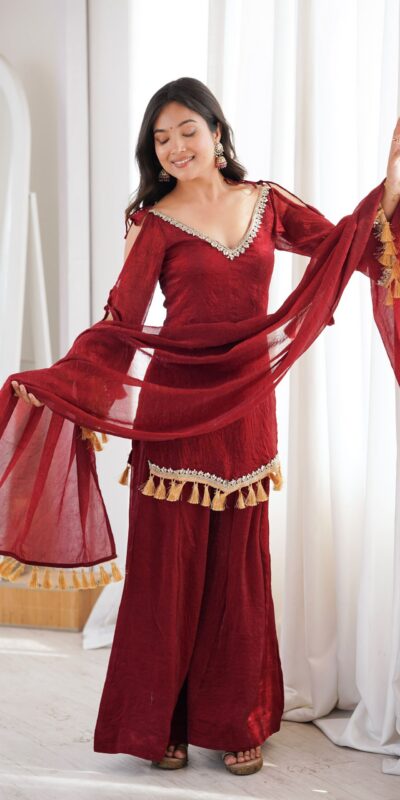 SRK 5357 Maroon Doremon Crush Salwar Suit Perfect for Wedding, Party, Traditional Day, Baisakhi, Karwa Chauth – . Exclusive Offer ₹2099. Delive | Jump Suits, Straight Suits, Casual Suits, Creative suits, Designer Suits, Palazzo Suits, Party Wear Suits, Patiala Suits, Salwar suit