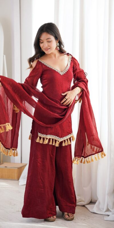 SRK 5357 Maroon Doremon Crush Salwar Suit Perfect for Wedding, Party, Traditional Day, Baisakhi, Karwa Chauth – . Exclusive Offer ₹2099. Delive | Jump Suits, Straight Suits, Casual Suits, Creative suits, Designer Suits, Palazzo Suits, Party Wear Suits, Patiala Suits, Salwar suit