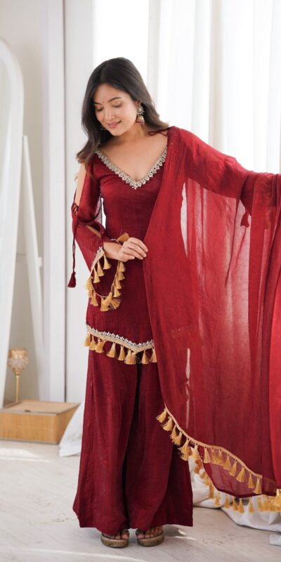SRK 5357 Maroon Doremon Crush Salwar Suit Perfect for Wedding, Party, Traditional Day, Baisakhi, Karwa Chauth – . Exclusive Offer ₹2099. Delive | Jump Suits, Straight Suits, Casual Suits, Creative suits, Designer Suits, Palazzo Suits, Party Wear Suits, Patiala Suits, Salwar suit