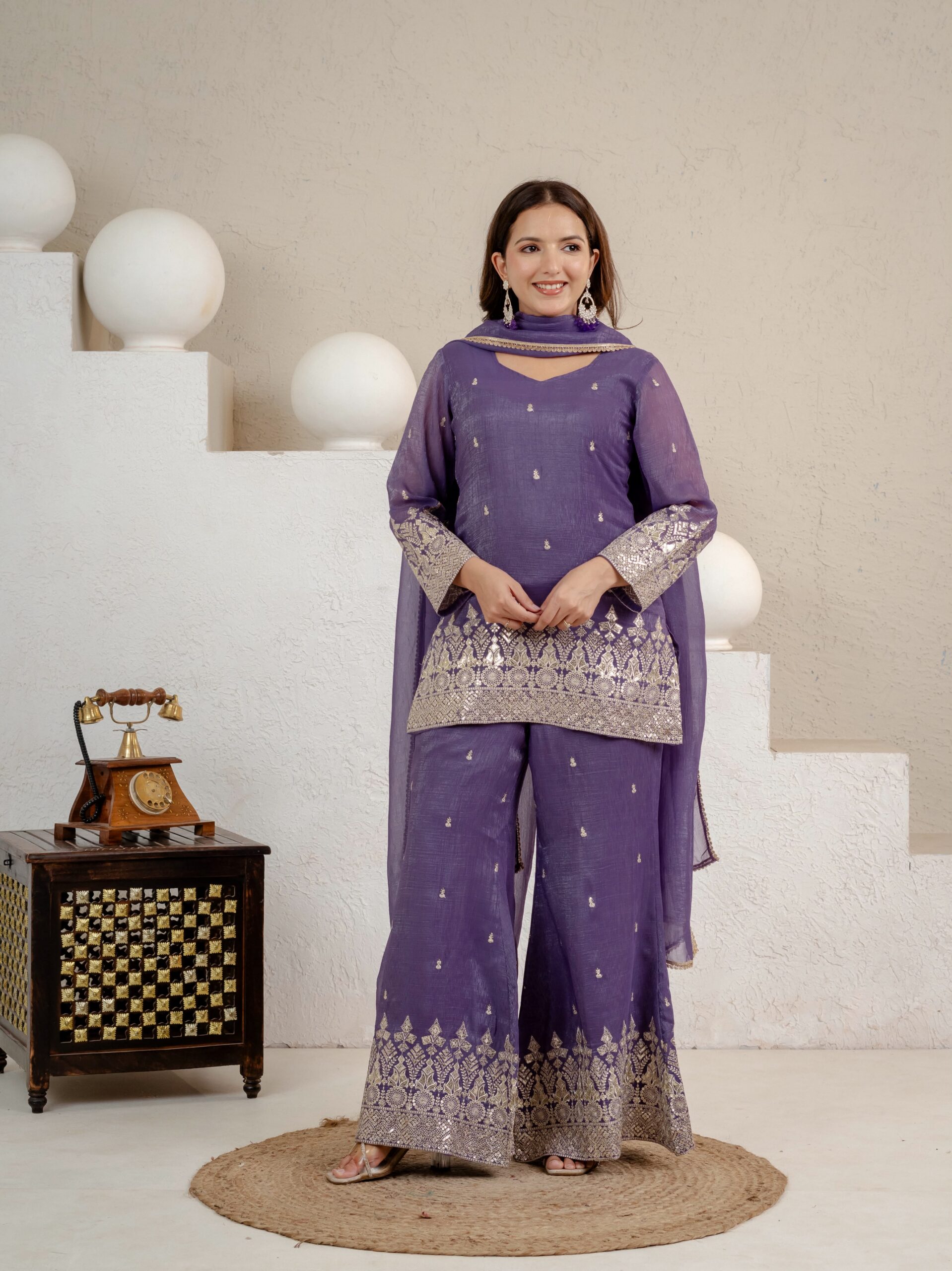 MD 3103 Lavender Crunchy Silk Salwar Suit with Embroidery Work & Sequins Work. Exclusive Offer ₹2399. Delivery 4-6 Working Days. Shop now. | Jump Suits, Straight Suits, Casual Suits, Creative suits, Designer Suits, Palazzo Suits, Party Wear Suits, Patiala Suits, Salwar suit