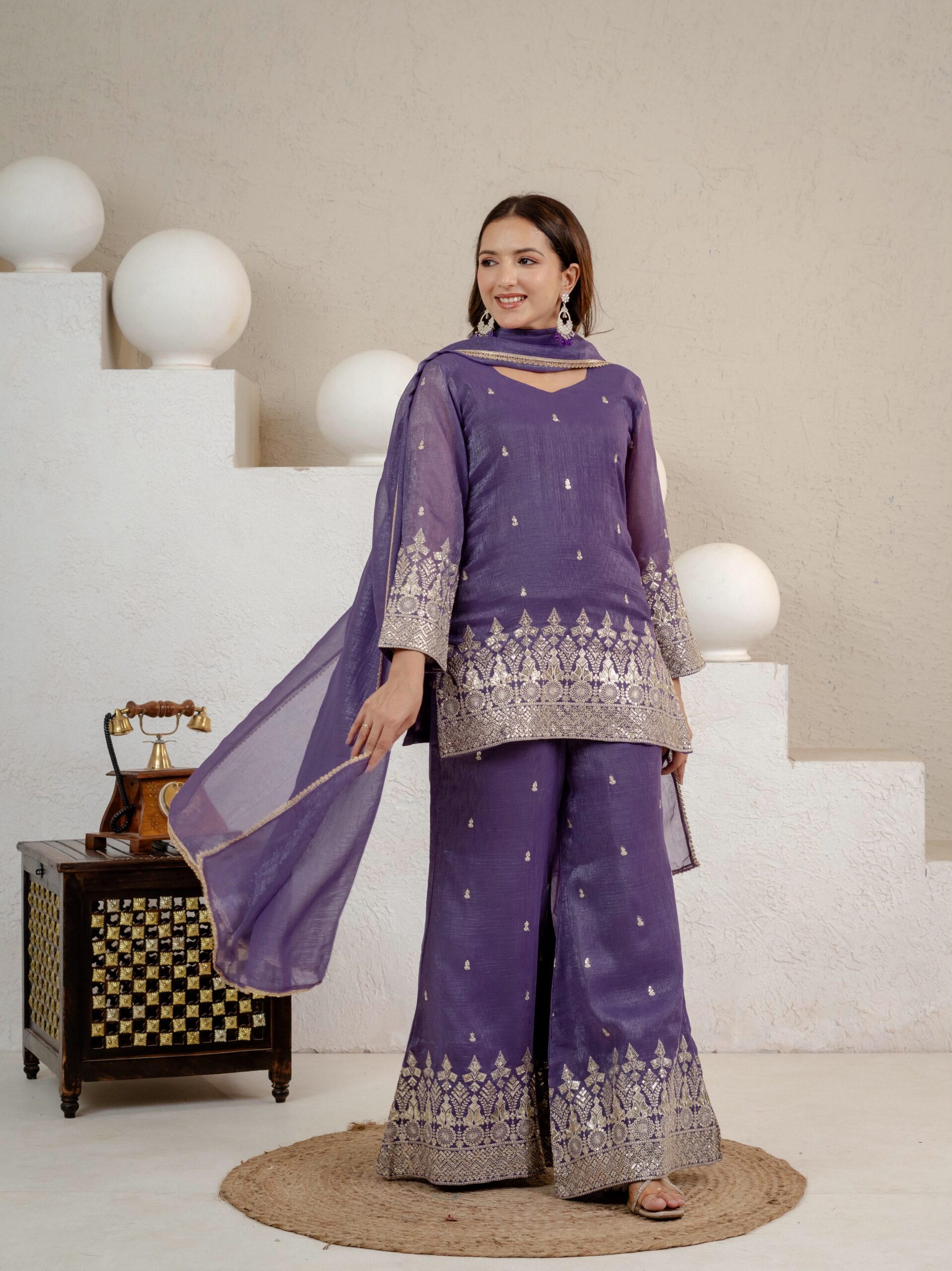 MD 3103 Lavender Crunchy Silk Salwar Suit with Embroidery Work & Sequins Work. Exclusive Offer ₹2399. Delivery 4-6 Working Days. Shop now. | Jump Suits, Straight Suits, Casual Suits, Creative suits, Designer Suits, Palazzo Suits, Party Wear Suits, Patiala Suits, Salwar suit