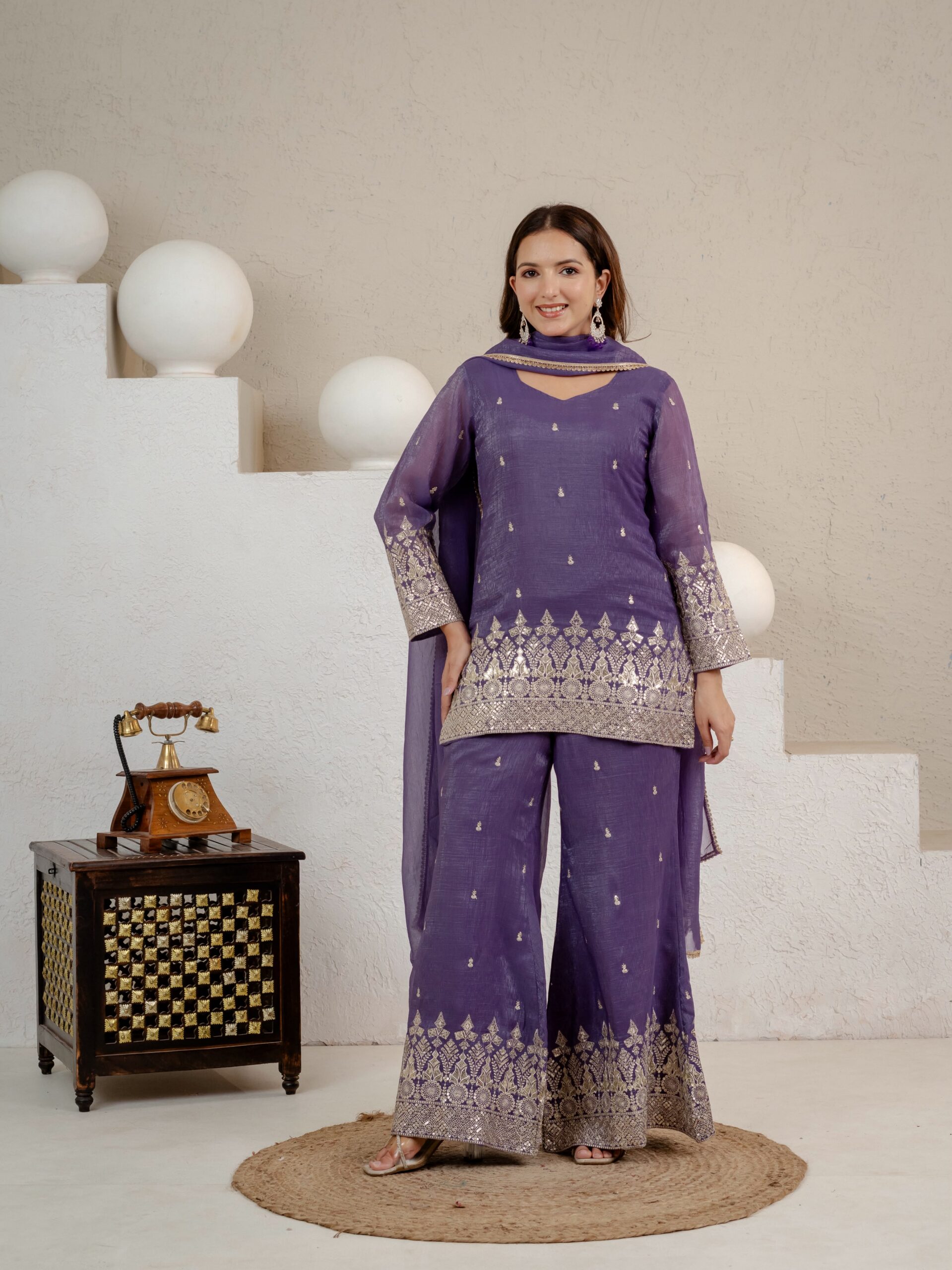 MD 3103 Lavender Crunchy Silk Salwar Suit with Embroidery Work & Sequins Work. Exclusive Offer ₹2399. Delivery 4-6 Working Days. Shop now. | Jump Suits, Straight Suits, Casual Suits, Creative suits, Designer Suits, Palazzo Suits, Party Wear Suits, Patiala Suits, Salwar suit