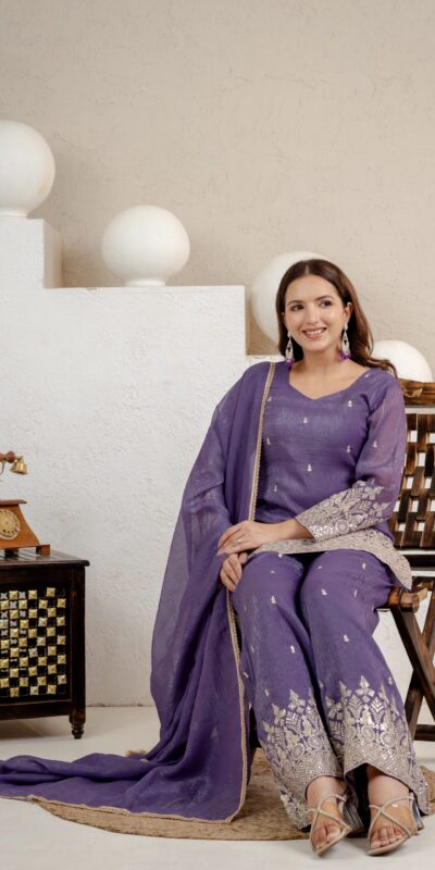 MD 3103 Lavender Crunchy Silk Salwar Suit with Embroidery Work & Sequins Work. Exclusive Offer ₹2399. Delivery 4-6 Working Days. Shop now. | Jump Suits, Straight Suits, Casual Suits, Creative suits, Designer Suits, Palazzo Suits, Party Wear Suits, Patiala Suits, Salwar suit