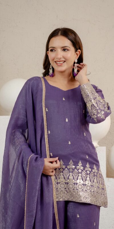 MD 3103 Lavender Crunchy Silk Salwar Suit with Embroidery Work & Sequins Work. Exclusive Offer ₹2399. Delivery 4-6 Working Days. Shop now. | Jump Suits, Straight Suits, Casual Suits, Creative suits, Designer Suits, Palazzo Suits, Party Wear Suits, Patiala Suits, Salwar suit