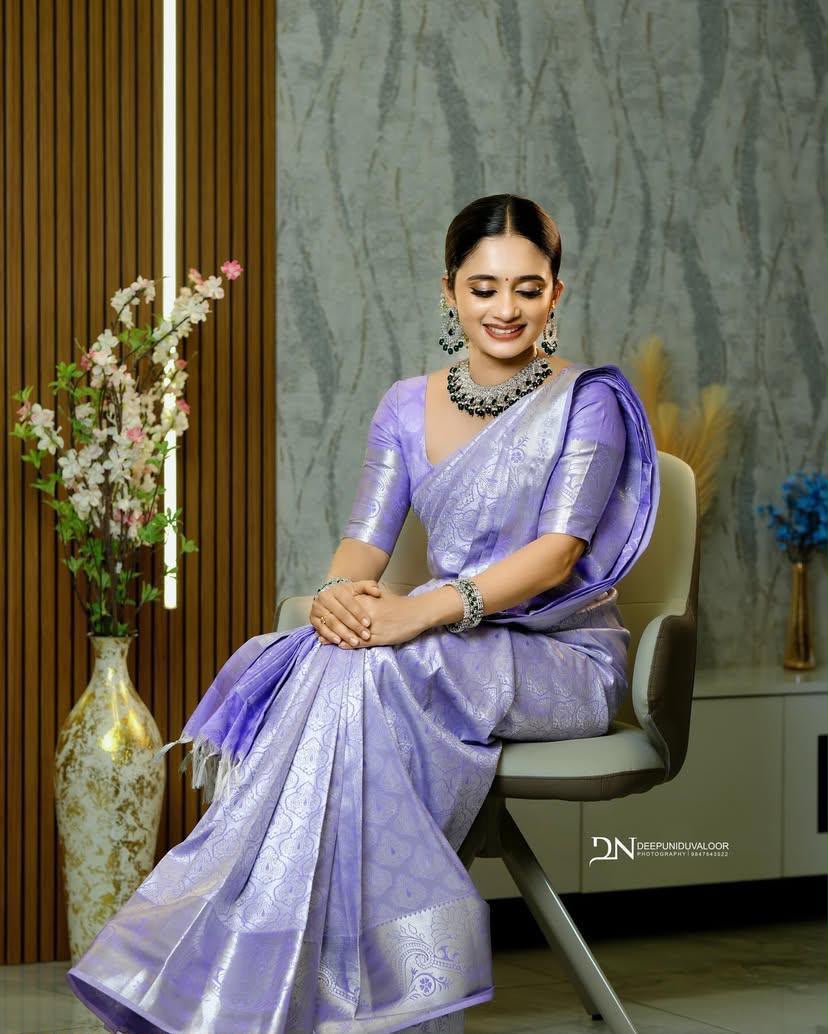 KPR 259 Lavender Soft Lichi Silk Saree with Lace Work & Lace Border. Introductory Price ₹1349. Delivery 4-6 Working Days. Shop now. | Bollywood Sarees, Creative Sarees, Designer Sarees, Embroidered Sarees, Ethnic Saree, Modern Digital sarees, Party Wear Sarees, Sarees