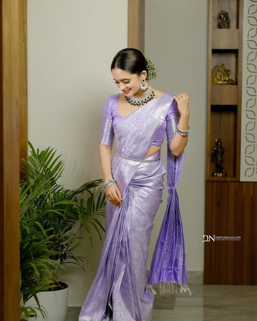 KPR 259 Lavender Soft Lichi Silk Saree with Lace Work & Lace Border. Introductory Price ₹1349. Delivery 4-6 Working Days. Shop now. | Bollywood Sarees, Creative Sarees, Designer Sarees, Embroidered Sarees, Ethnic Saree, Modern Digital sarees, Party Wear Sarees, Sarees