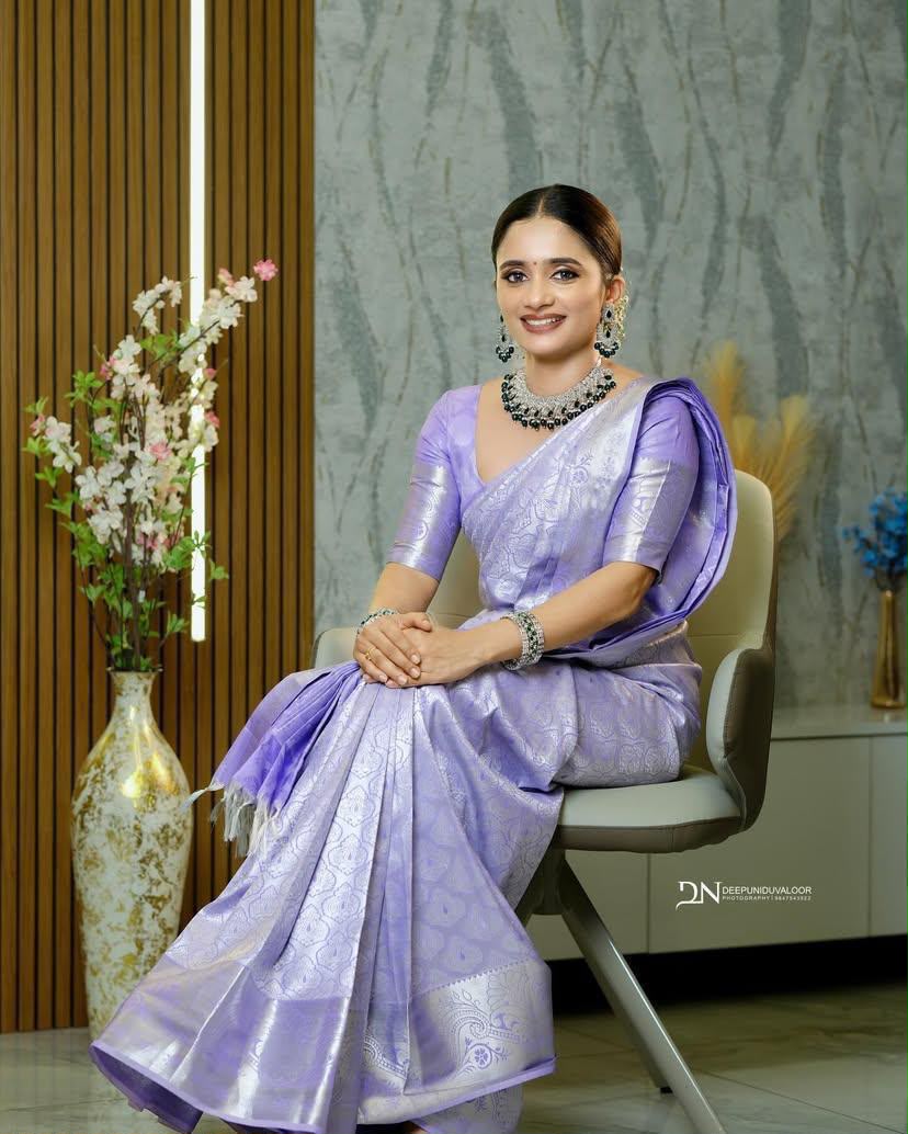 KPR 259 Lavender Soft Lichi Silk Saree with Lace Work & Lace Border. Introductory Price ₹1349. Delivery 4-6 Working Days. Shop now. | Bollywood Sarees, Creative Sarees, Designer Sarees, Embroidered Sarees, Ethnic Saree, Modern Digital sarees, Party Wear Sarees, Sarees