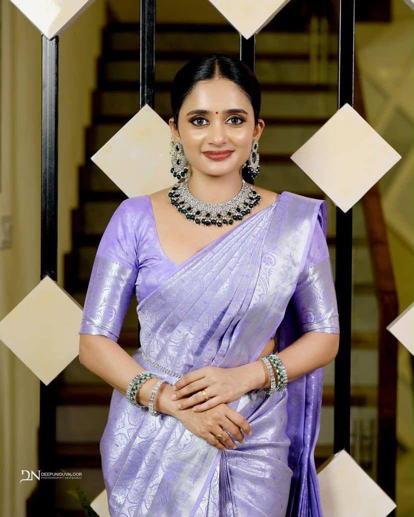 KPR 259 Lavender Soft Lichi Silk Saree with Lace Work & Lace Border. Introductory Price ₹1349. Delivery 4-6 Working Days. Shop now. | Bollywood Sarees, Creative Sarees, Designer Sarees, Embroidered Sarees, Ethnic Saree, Modern Digital sarees, Party Wear Sarees, Sarees