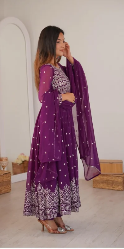 SP 81 Wine| Faux Georgette Salwar Suit with Lace Work & Digital Print. Introductory Price ₹2449. Delivery 4-6 Working Days. Shop now. | Anarkali Suits, Bollywood Anarkali, Creative-Anarkali, Designer Anarkali, Embroidered Anarkali, Party Wear Anarkali, Salwar suit