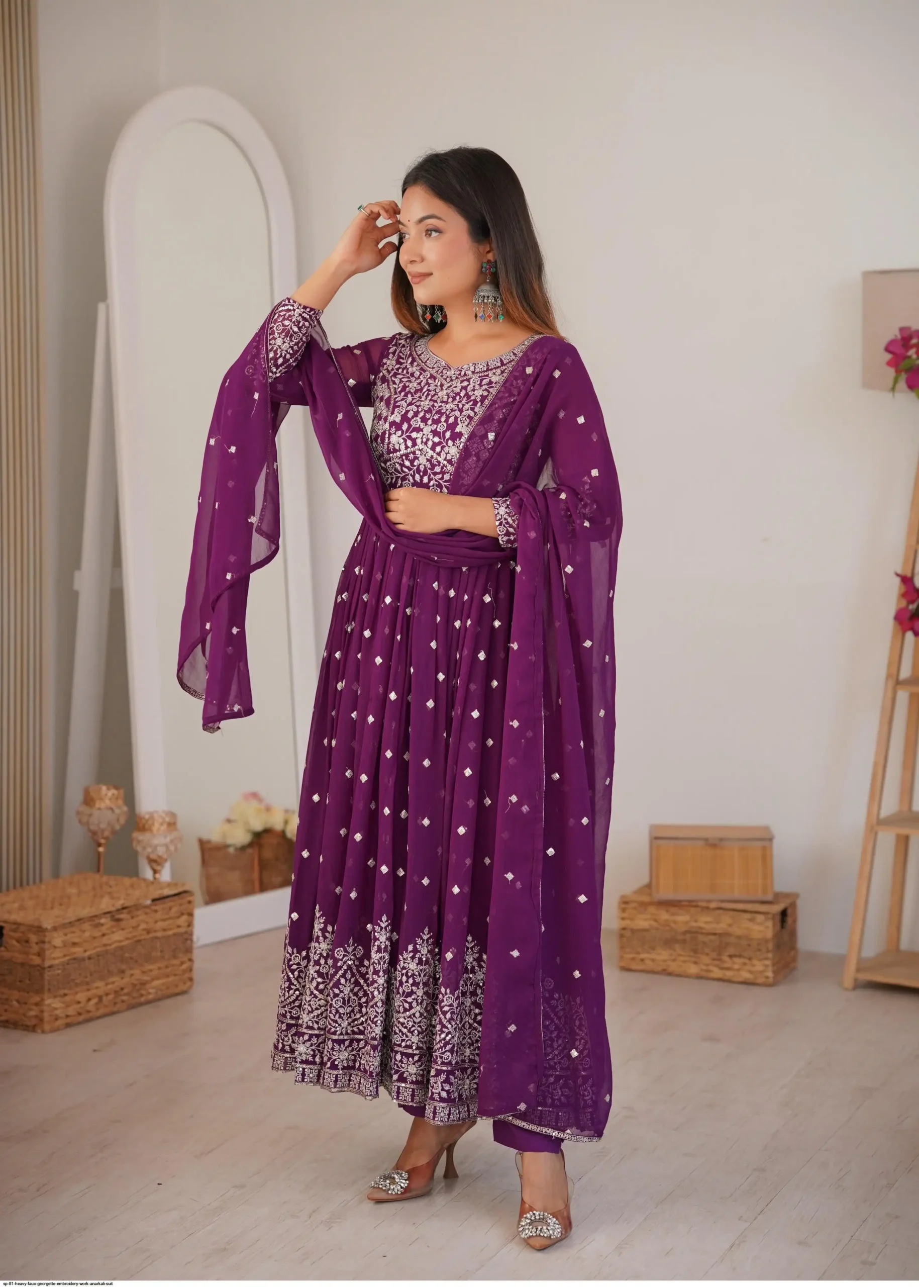 SP 81 Wine| Faux Georgette Salwar Suit with Lace Work & Digital Print. Introductory Price ₹2449. Delivery 4-6 Working Days. Shop now. | Anarkali Suits, Bollywood Anarkali, Creative-Anarkali, Designer Anarkali, Embroidered Anarkali, Party Wear Anarkali, Salwar suit
