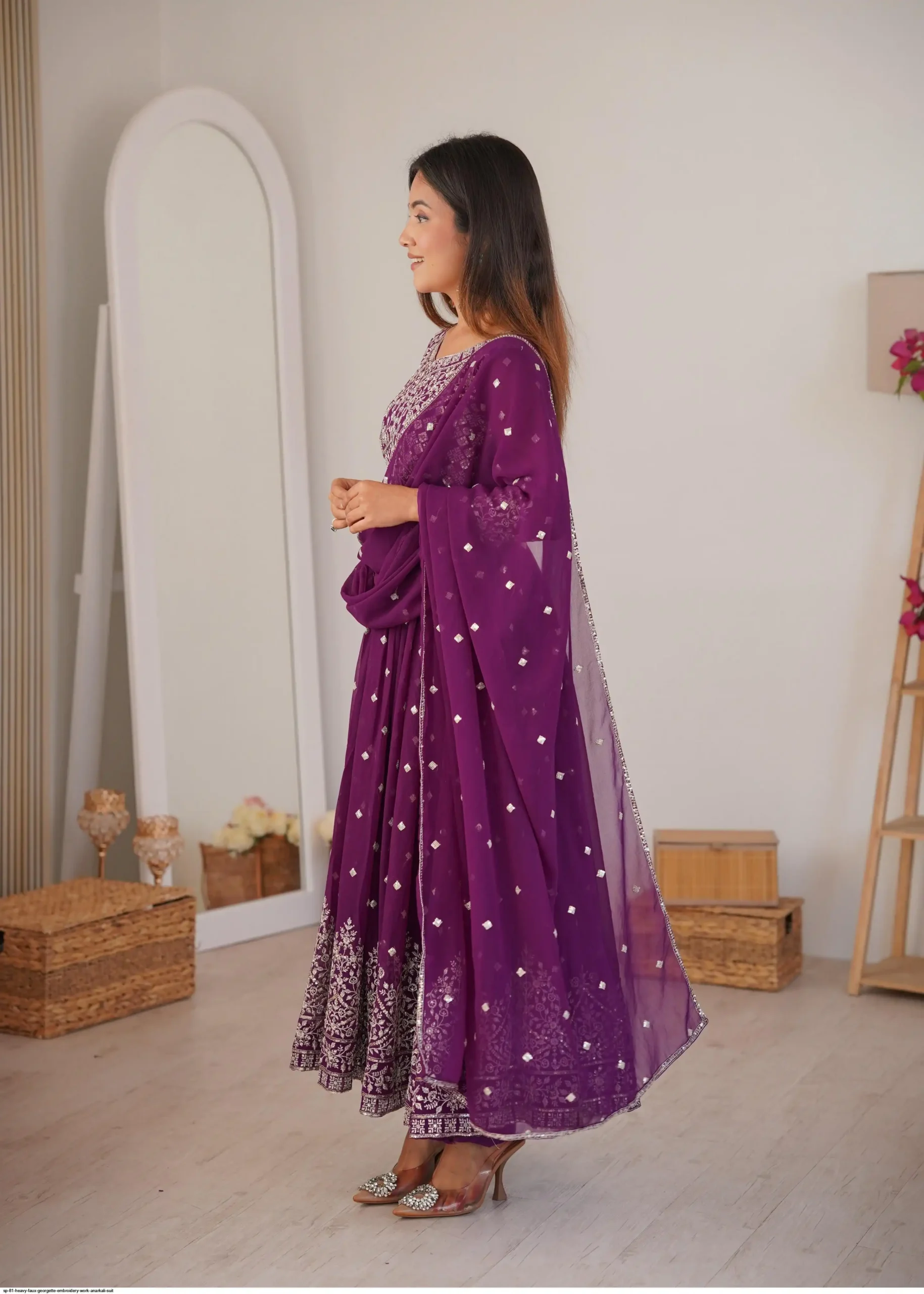 SP 81 Wine| Faux Georgette Salwar Suit with Lace Work & Digital Print. Introductory Price ₹2449. Delivery 4-6 Working Days. Shop now. | Anarkali Suits, Bollywood Anarkali, Creative-Anarkali, Designer Anarkali, Embroidered Anarkali, Party Wear Anarkali, Salwar suit