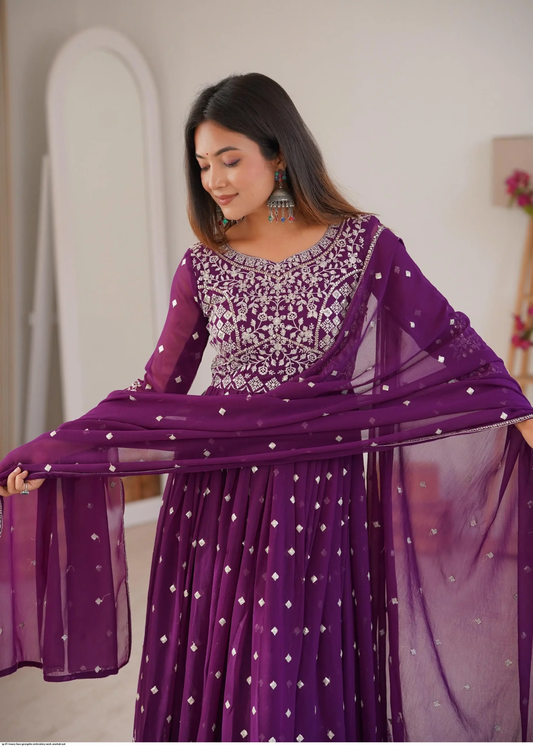 SP 81 Wine| Faux Georgette Salwar Suit with Lace Work & Digital Print. Introductory Price ₹2449. Delivery 4-6 Working Days. Shop now. | Anarkali Suits, Bollywood Anarkali, Creative-Anarkali, Designer Anarkali, Embroidered Anarkali, Party Wear Anarkali, Salwar suit