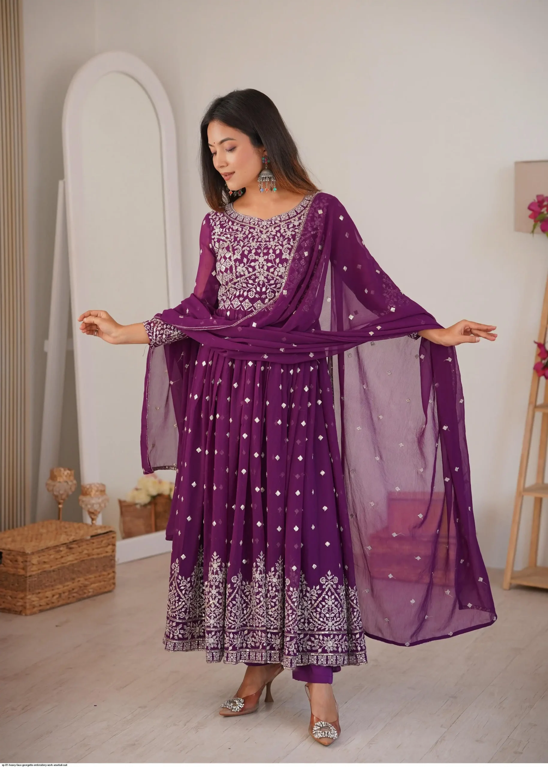 SP 81 Wine| Faux Georgette Salwar Suit with Lace Work & Digital Print. Introductory Price ₹2449. Delivery 4-6 Working Days. Shop now. | Anarkali Suits, Bollywood Anarkali, Creative-Anarkali, Designer Anarkali, Embroidered Anarkali, Party Wear Anarkali, Salwar suit