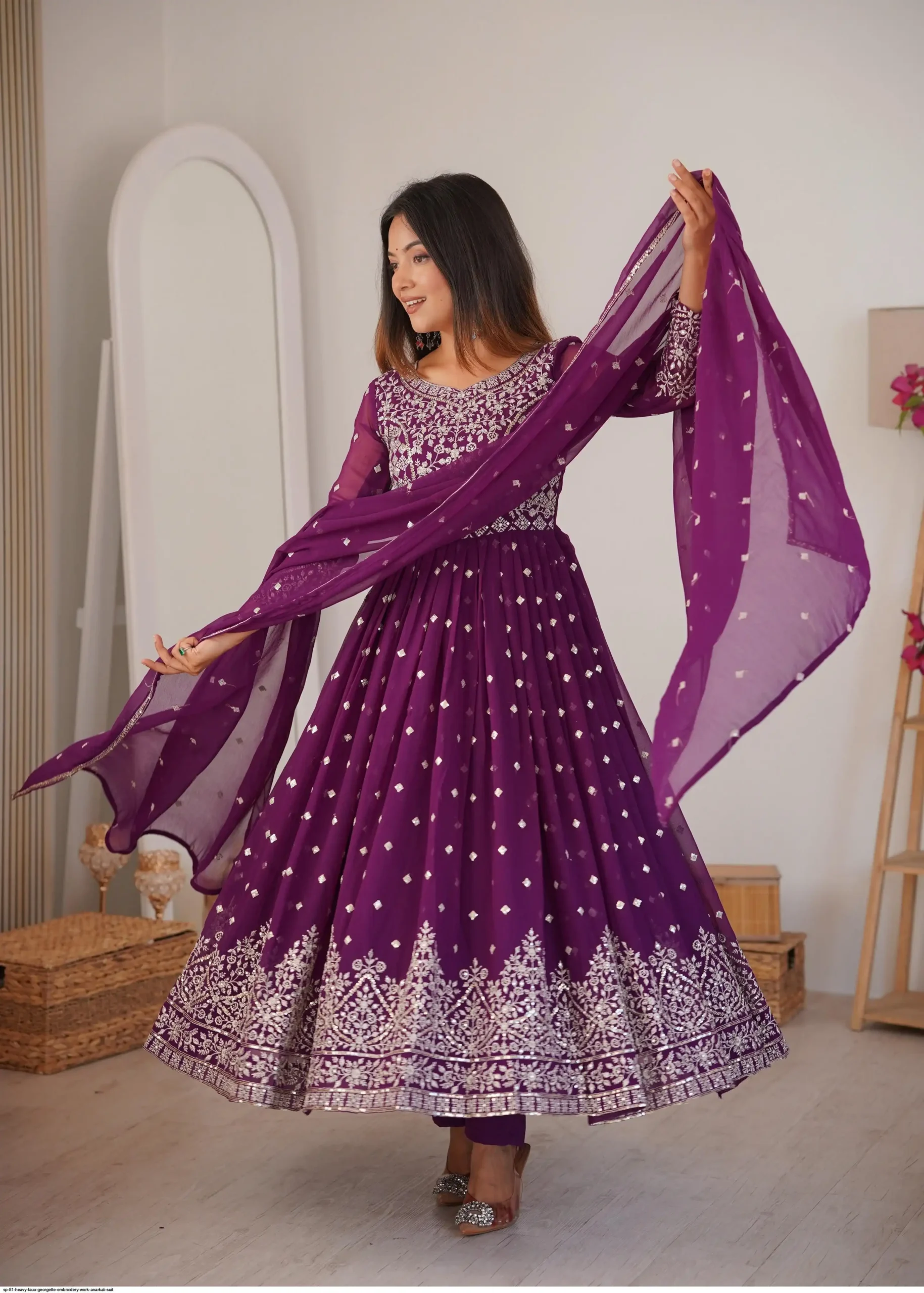 SP 81 Wine| Faux Georgette Salwar Suit with Lace Work & Digital Print. Introductory Price ₹2449. Delivery 4-6 Working Days. Shop now. | Anarkali Suits, Bollywood Anarkali, Creative-Anarkali, Designer Anarkali, Embroidered Anarkali, Party Wear Anarkali, Salwar suit