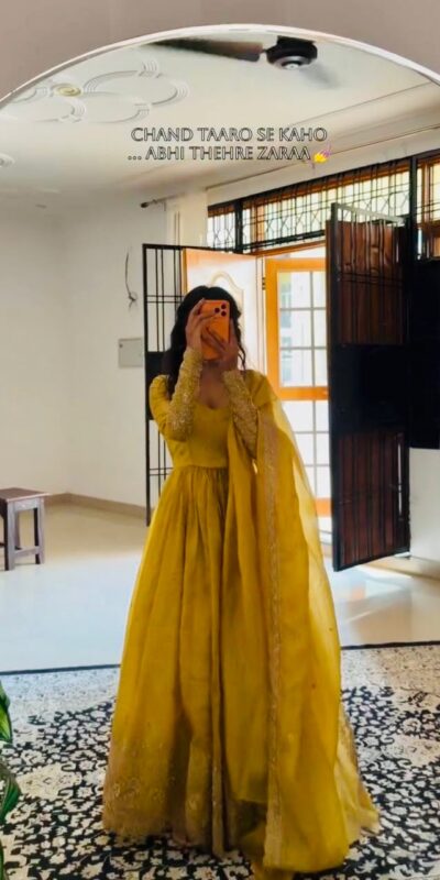 ZF 6012 Yellow in Gold Crush Zari Work & Embroidery Work Gown . Affordable Price ₹2149. Delivery 4-6 Working Days. Shop now. | Bollywood Gowns, Creative Gowns, Designer Gowns, Embroidered Gowns, Gowns, Party Wear Gowns