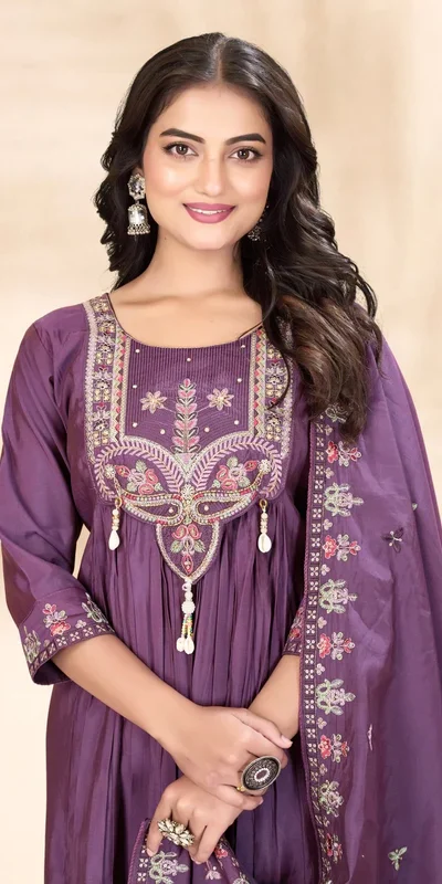 DIVA 136 Lavender in Viscose Roman Silk Embroidery Work & Hand Work Salwar Suit . Best Price ₹2099. Delivery 4-6 Working Days. Shop now. | Jump Suits, Straight Suits, Casual Suits, Creative suits, Designer Suits, Palazzo Suits, Party Wear Suits, Patiala Suits, Salwar suit