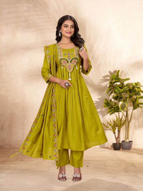 DIVA 136 Lime Green in Viscose Roman Silk Embroidery Work & Hand Work Salwar Suit . Best Price ₹2099. Delivery 4-6 Working Days. Shop now. | Jump Suits, Straight Suits, Casual Suits, Creative suits, Designer Suits, Palazzo Suits, Party Wear Suits, Patiala Suits, Salwar suit