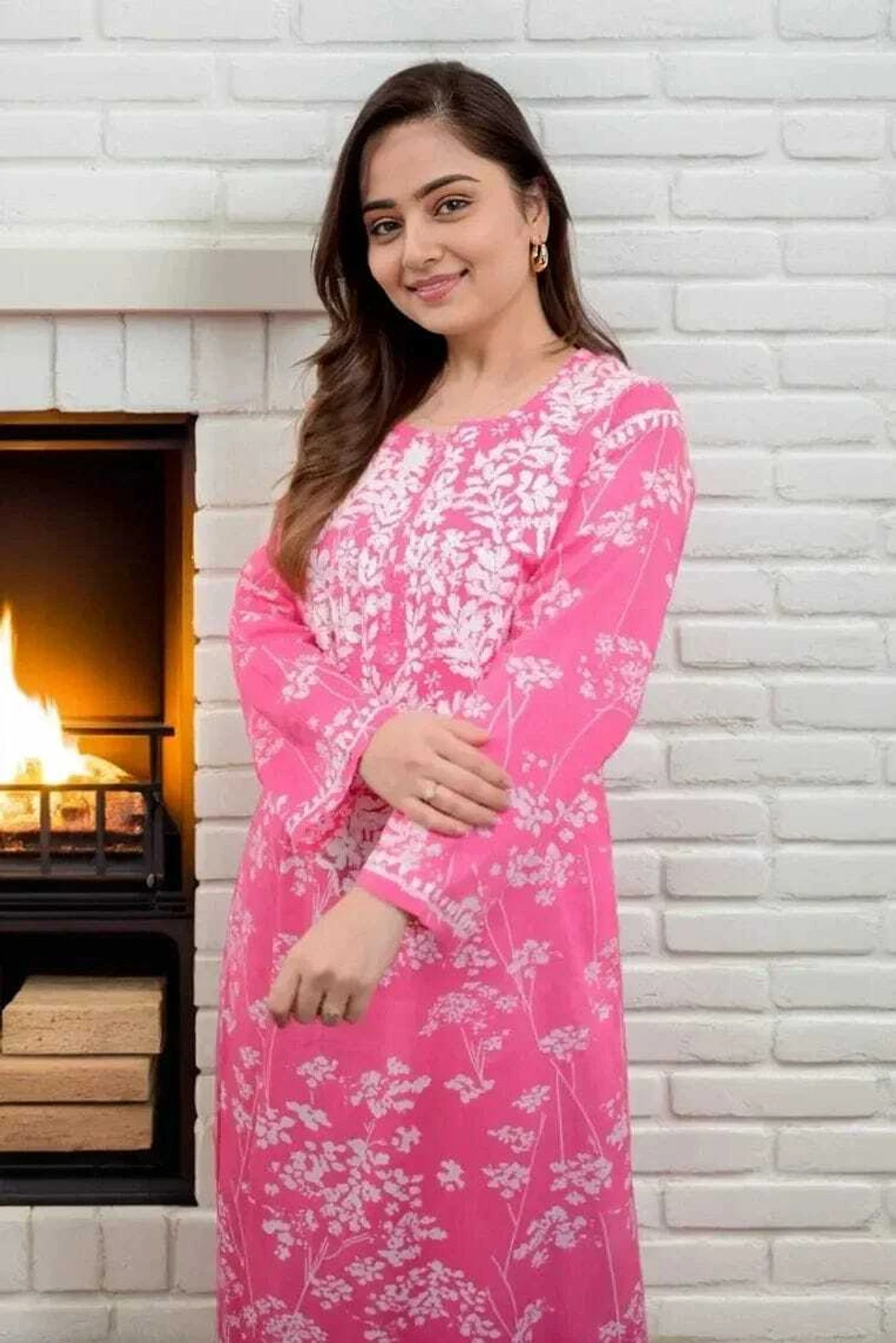 MF 1130 Pink in Colour Poly Cotton Chikenkari Work & Lace Work Kurti . Festive Deal ₹1499. Delivery 4-6 Working Days. Shop now. | Bollywood Kurti, Creative Kurtis, Designer Kurti, Kurti, Party Wear Kurti, Selfie Kurti