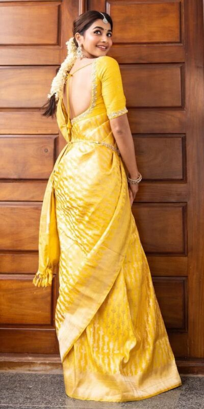 KPR 248 Yellow Soft Lichi Silk Saree with Lace Work & Lace Border. Introductory Price ₹1349. Delivery 4-6 Working Days. Shop now. | Bollywood Sarees, Creative Sarees, Designer Sarees, Embroidered Sarees, Ethnic Saree, Modern Digital sarees, Party Wear Sarees, Sarees