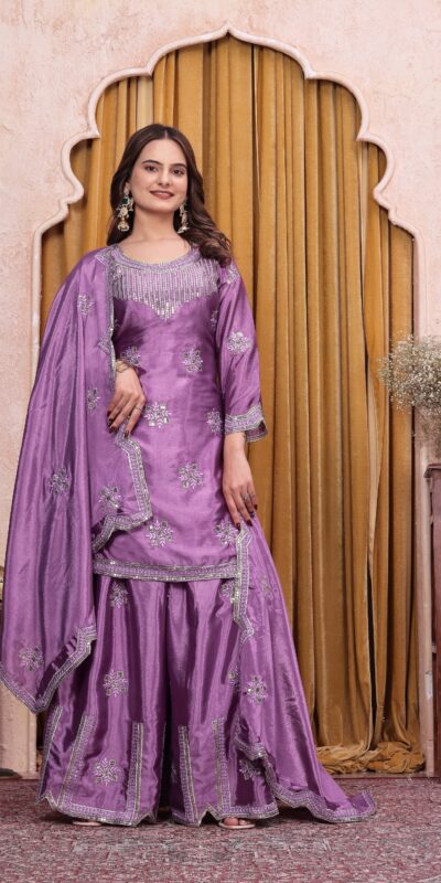 FE 142 Lavender in Chinon Embroidery Work & Sequins Work Salwar Suit . Special Price ₹2149. Delivery 4-6 Working Days. Shop now. | Jump Suits, Straight Suits, Casual Suits, Creative suits, Designer Suits, Palazzo Suits, Party Wear Suits, Patiala Suits, Salwar suit