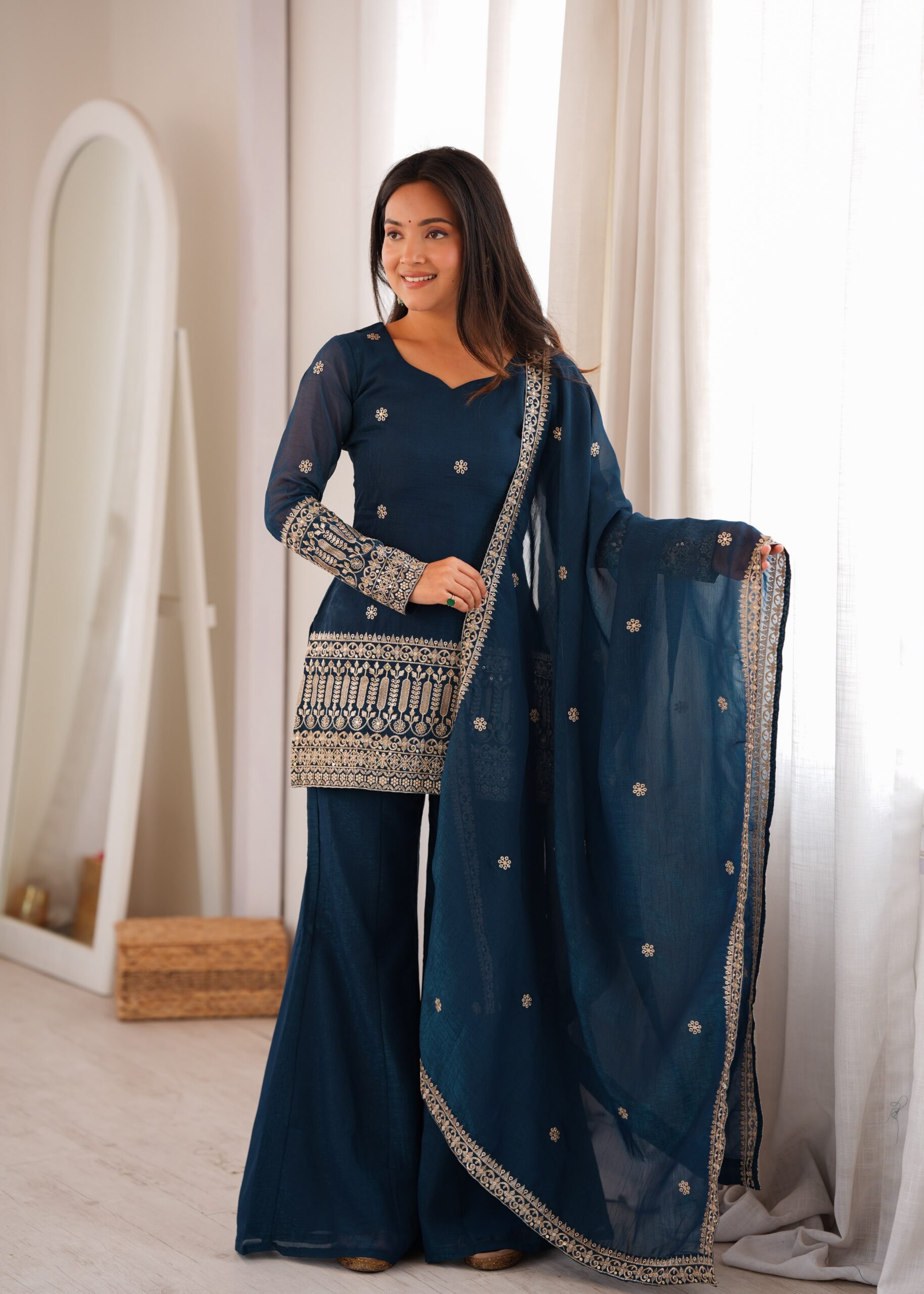 KB 309 Teal Blue | Teal Blue Crunchy Silk Salwar Suit with Sequins Work & Embroidery Work. Grab it for ₹2049. Delivery 4-6 Working Days. Shop now. | Jump Suits, Straight Suits, Casual Suits, Creative suits, Designer Suits, Palazzo Suits, Party Wear Suits, Patiala Suits, Salwar suit