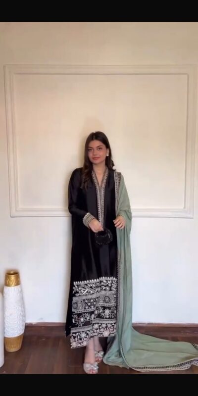 KD 1632 Black | Glass Salwar Suit with Thread Embroidery & Embroidery Work. Get it for ₹2449. Delivery 4-6 Working Days. Shop now. | Jump Suits, Straight Suits, Casual Suits, Creative suits, Designer Suits, Palazzo Suits, Party Wear Suits, Patiala Suits, Salwar suit
