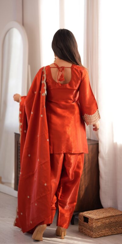 KB 307 Rust in Glass Roman Silk. Sequins Work & Embroidery Work Salwar Suit Festive Deal ₹1999. Delivery 4-6 Working Days. Shop now. | Jump Suits, Straight Suits, Casual Suits, Creative suits, Designer Suits, Palazzo Suits, Party Wear Suits, Patiala Suits, Salwar suit