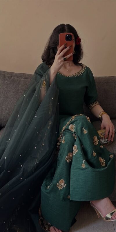 MF 535 Teal Green Aada Slab Silk Salwar Suit with Embroidery Work & Mirror Work. Festive Deal ₹2399. Delivery 4-6 Working Days. Shop now. | Jump Suits, Straight Suits, Casual Suits, Creative suits, Designer Suits, Palazzo Suits, Party Wear Suits, Patiala Suits, Salwar suit