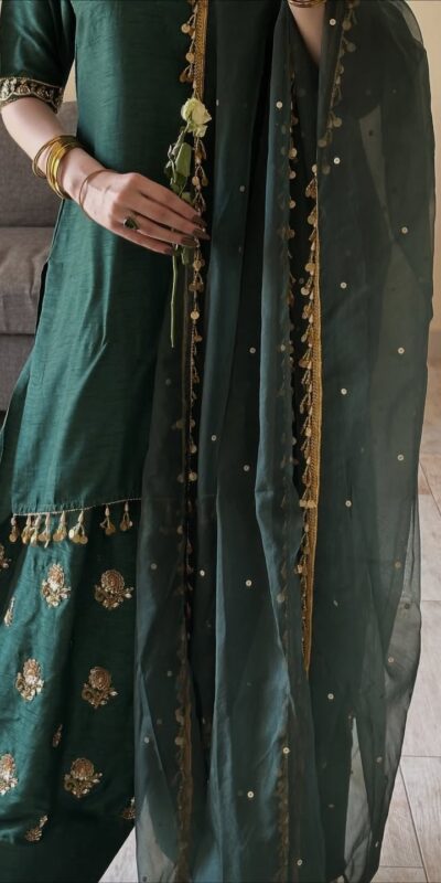 MF 535 Teal Green Aada Slab Silk Salwar Suit with Embroidery Work & Mirror Work. Festive Deal ₹2399. Delivery 4-6 Working Days. Shop now. | Jump Suits, Straight Suits, Casual Suits, Creative suits, Designer Suits, Palazzo Suits, Party Wear Suits, Patiala Suits, Salwar suit