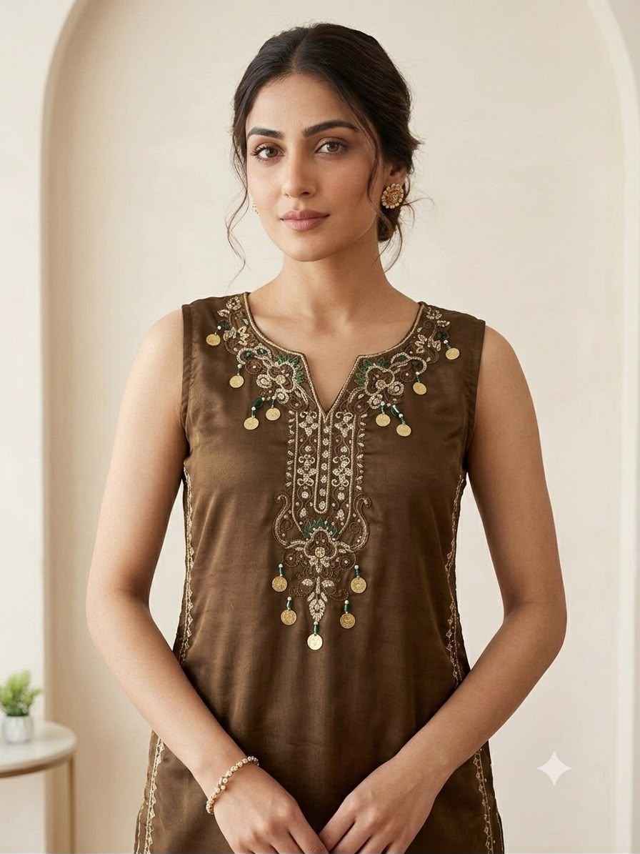 LG 2126 Brown Cos Moss Salwar Suit with Embroidery Work & Sequins Work. Affordable Price ₹2149. Delivery 4-6 Working Days. Shop now. | Jump Suits, Straight Suits, Casual Suits, Creative suits, Designer Suits, Palazzo Suits, Party Wear Suits, Patiala Suits, Salwar suit