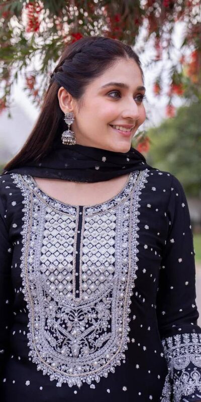 ZB 5064 Black Faux Georgette Salwar Suit with Embroidery Work. Available at ₹2049 only. Delivery 4-6 Working Days. Shop now. | Jump Suits, Straight Suits, Casual Suits, Creative suits, Designer Suits, Palazzo Suits, Party Wear Suits, Patiala Suits, Salwar suit