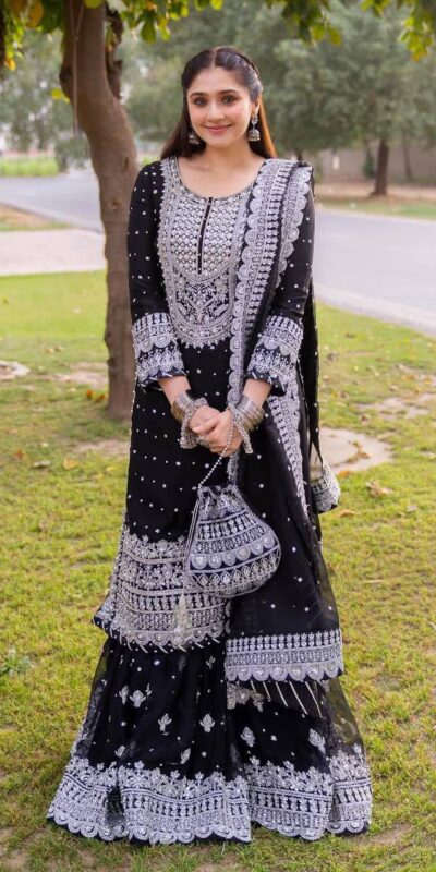 ZB 5064 Black Faux Georgette Salwar Suit with Embroidery Work. Available at ₹2049 only. Delivery 4-6 Working Days. Shop now. | Jump Suits, Straight Suits, Casual Suits, Creative suits, Designer Suits, Palazzo Suits, Party Wear Suits, Patiala Suits, Salwar suit