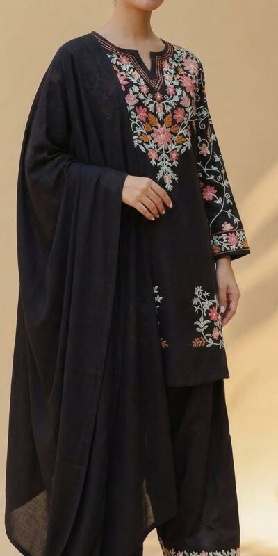 ND 5058 Black | Black Roman Silk Salwar Suit with Embroidery Work. Grab it for ₹2099. Delivery 4-6 Working Days. Shop now. | Jump Suits, Straight Suits, Casual Suits, Creative suits, Designer Suits, Palazzo Suits, Party Wear Suits, Patiala Suits, Salwar suit