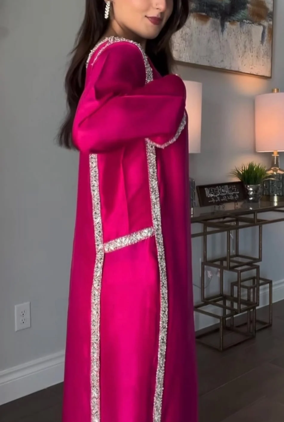 Stylish Pink Natural Crep Breads Work Salwar Suit - Image 2
