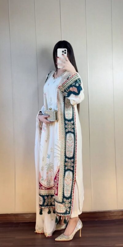 LG 2141 White Star Silk Salwar Suit with Embroidery Work & Sequins Work. Festive Deal ₹2999. Delivery 4-6 Working Days. Shop now. | Jump Suits, Straight Suits, Casual Suits, Creative suits, Designer Suits, Palazzo Suits, Party Wear Suits, Patiala Suits, Salwar suit