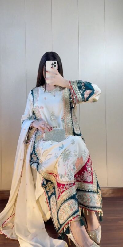LG 2141 White Star Silk Salwar Suit with Embroidery Work & Sequins Work. Festive Deal ₹2999. Delivery 4-6 Working Days. Shop now. | Jump Suits, Straight Suits, Casual Suits, Creative suits, Designer Suits, Palazzo Suits, Party Wear Suits, Patiala Suits, Salwar suit